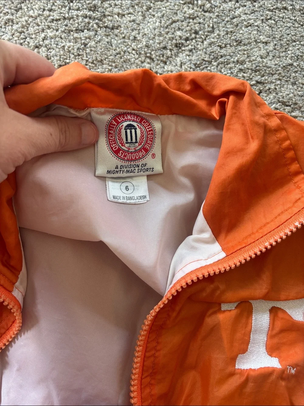 Orange & White Kids Windbreaker Jacket vintage size 6